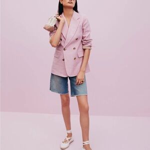 J.Crew Bristol Blazer in Pale Pink Stretch Linen Blend – Size 14 – NWT